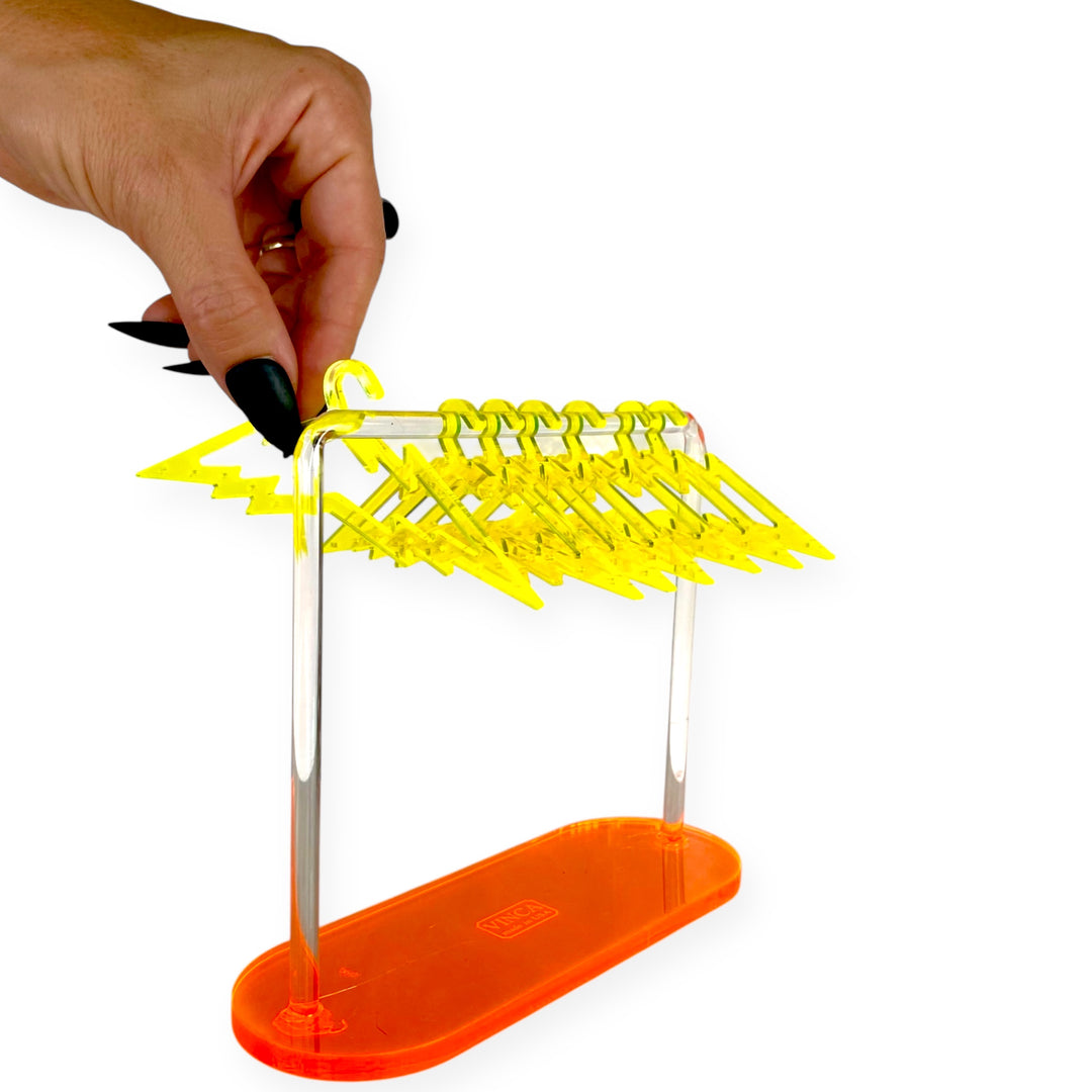 Heat Lightning Jewelry Organizer with Rounded Base and Lightning Bolt Hangers in Citrus Duo