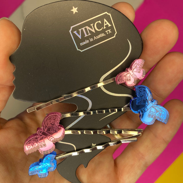 Sample Frida Kahlo-inspired Butterfly Bobby Pins set of 4 (bin C-102)