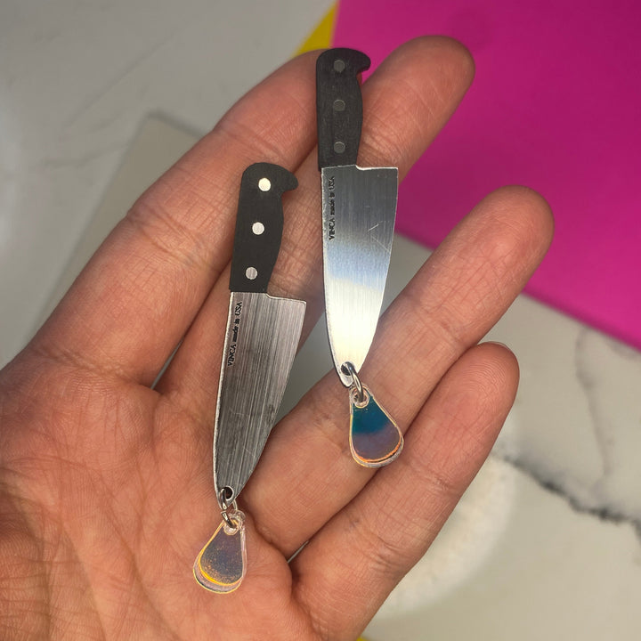 Sample 2” Chef’s Knife Water Droplet Earrings (bin D-1020)