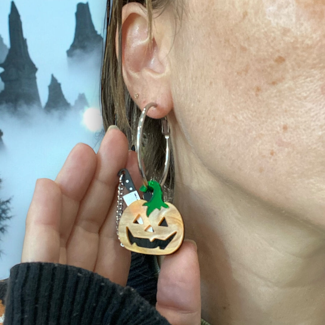 LAST CHANCE! Chopped Pumpkin Hoop Earrings