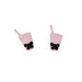 Pearl pink plastic bubble tea or boba earrings with Austrian crystals on a white background.