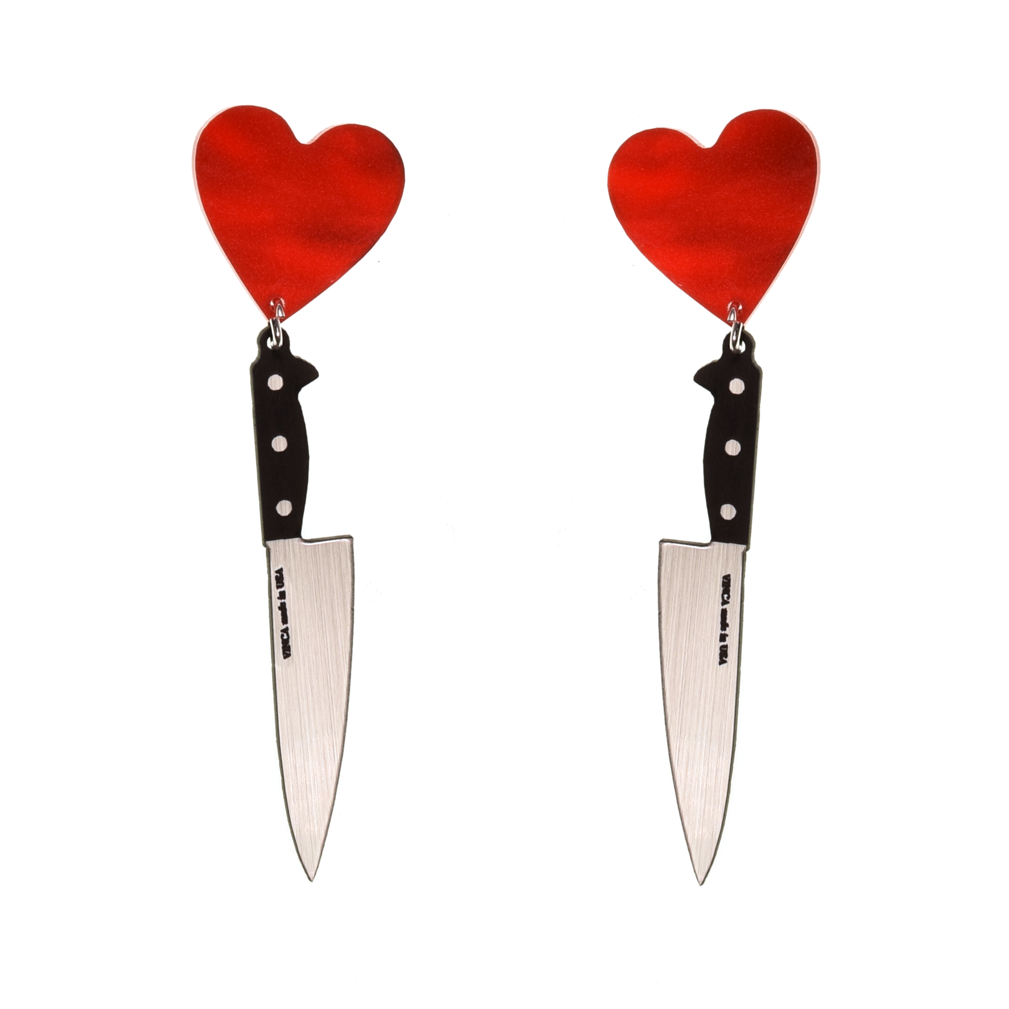 Cut My Heart Earring / Bleeding Heart Earrings / Razor Blade Earrings Handmade Jewellery Earrings