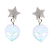SALE! Star/Alien Dangle Earrings in White and Iridescent Hologram