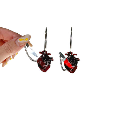 Chopped Heart Hoops Red/Silver/Black