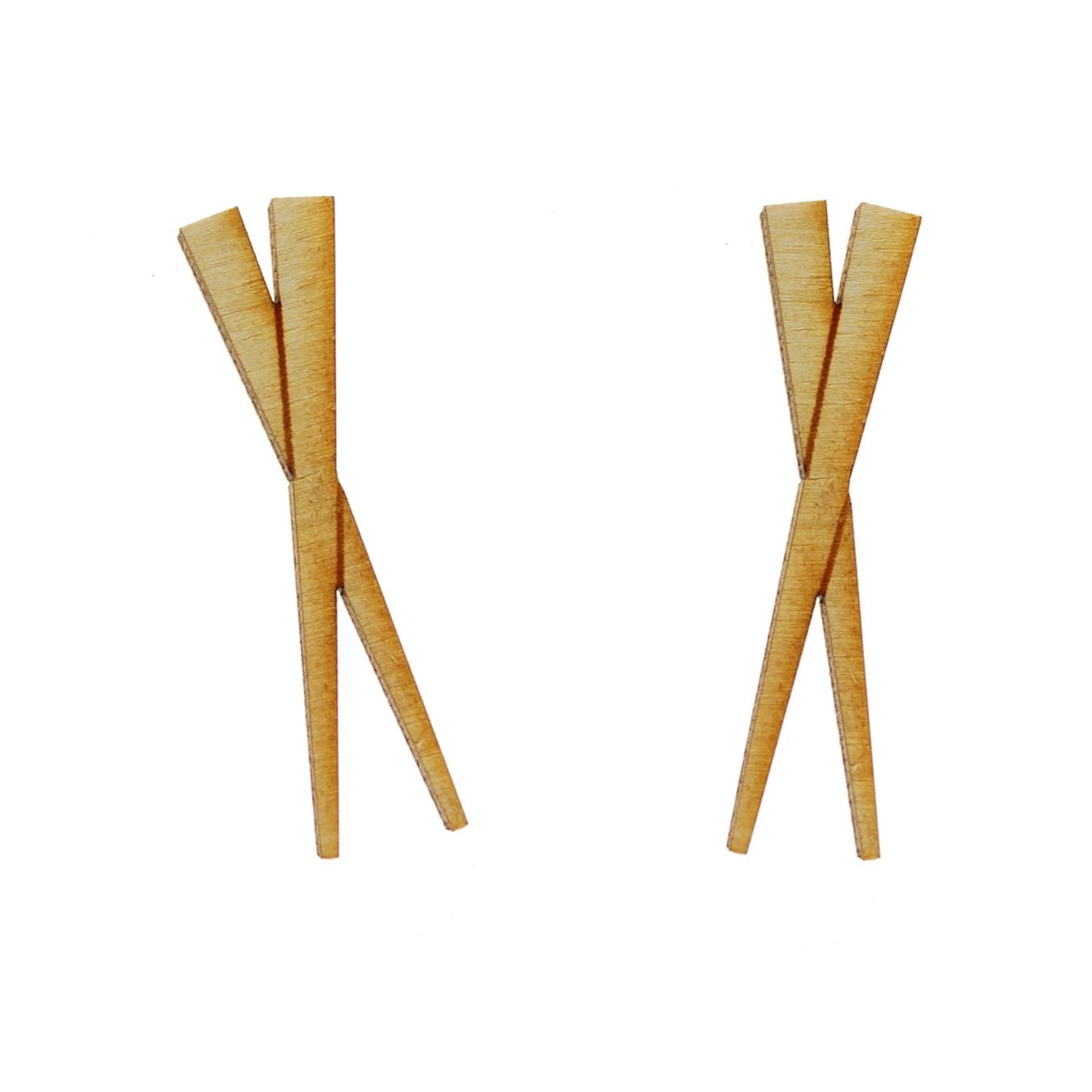 Chopstick Earrings by Vinca in birch wood