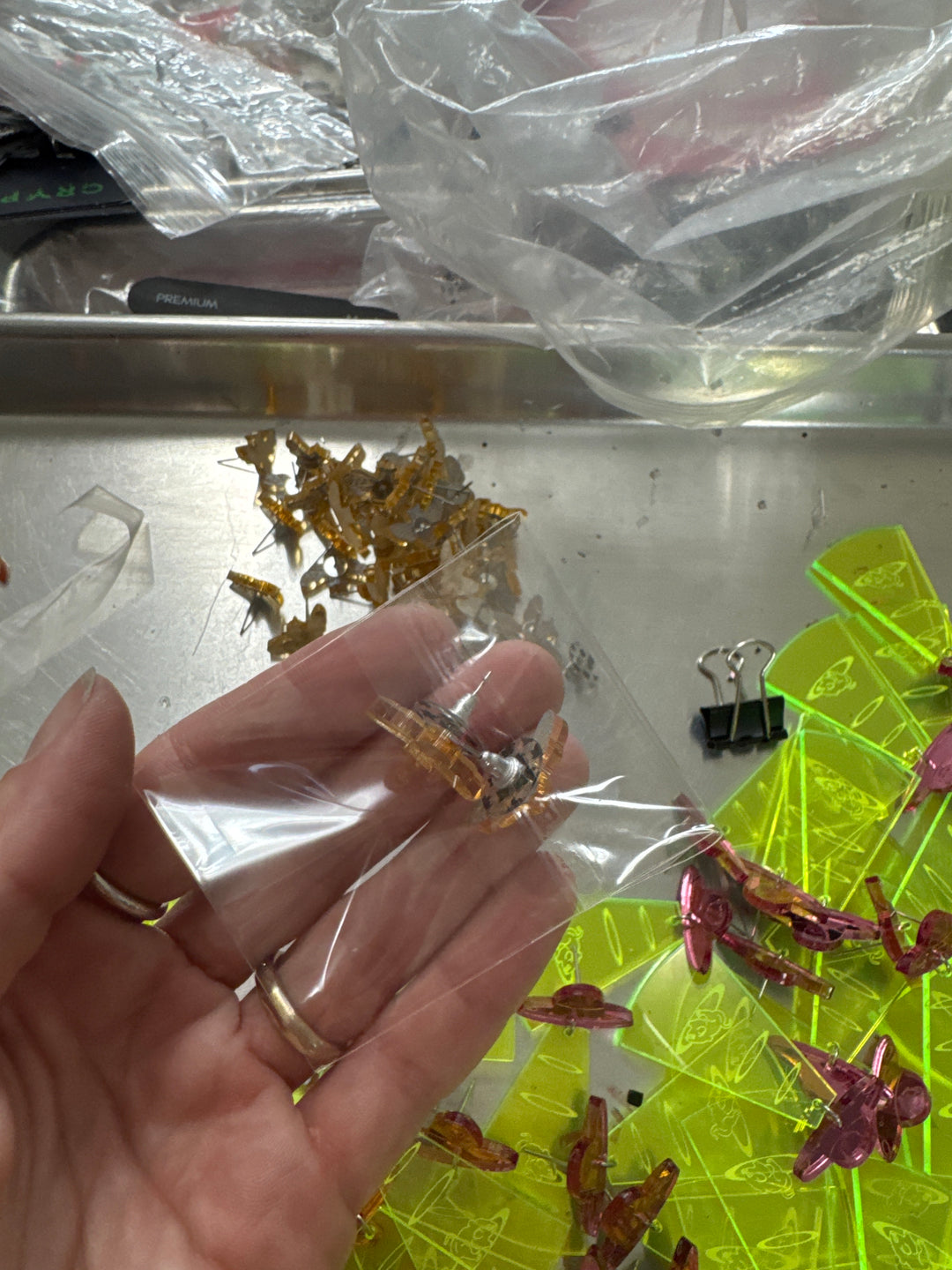 LAST CHANCE! Bee Earrings in Mirror Gold