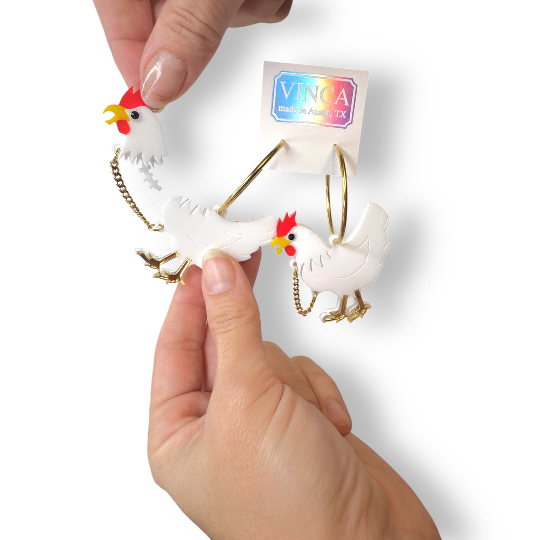 Headless Chicken Hoop Statement Earrings