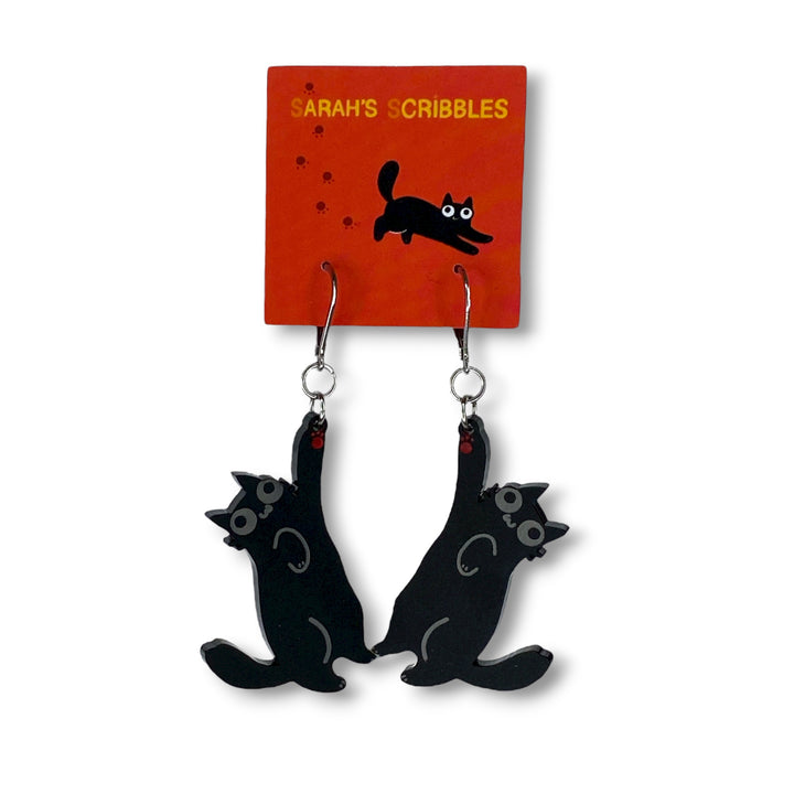 Sarah's Scribbles Hi-Five Cat Dangle Earrings