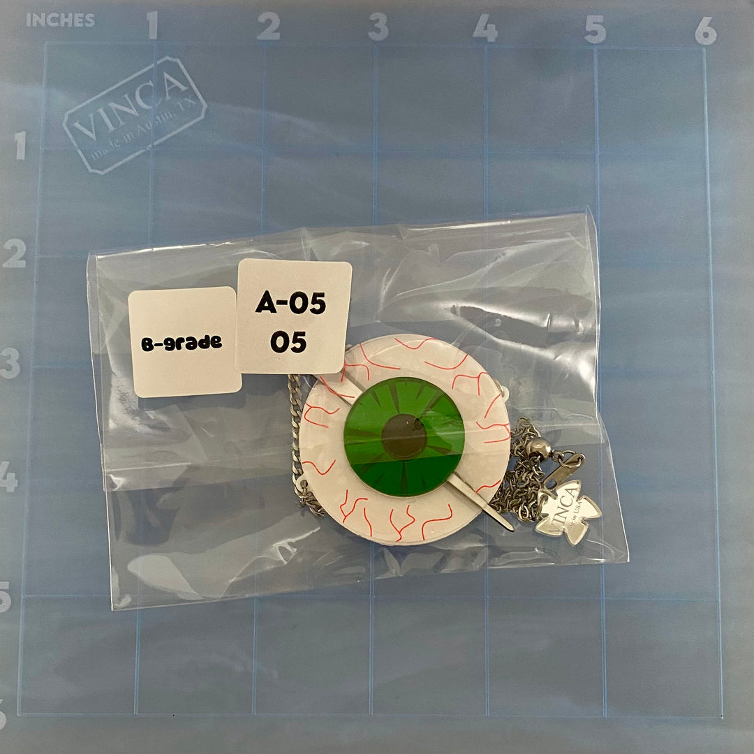 B-Grade Needle in the Eye Necklace in Mirror Green (bin A-05-05)