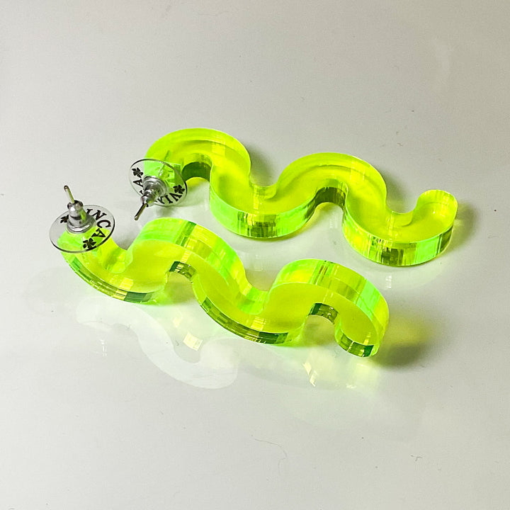 Squiggle Earrings - Transparent Green