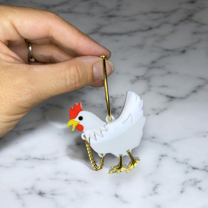 Headless Chicken Hoop Statement Earrings