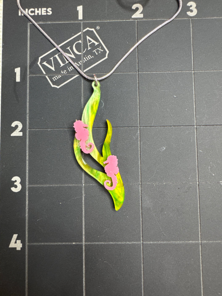 Seahorse and seaweed necklace one of a kind
