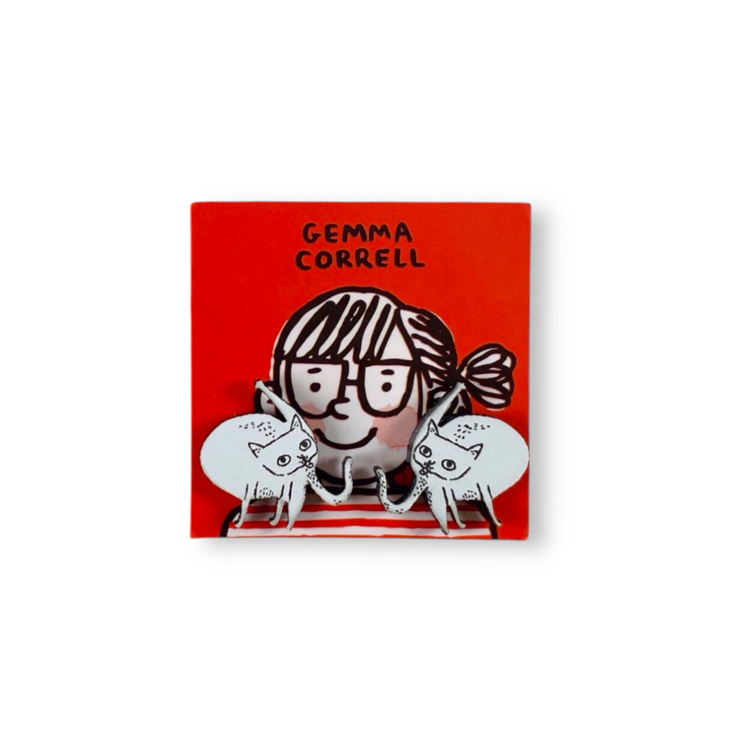 Gemma Correll Look After Yourself Cat Stud Earrings