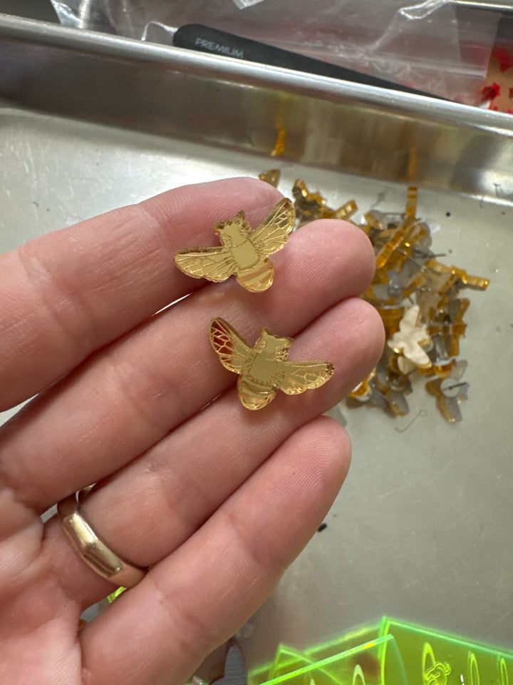 LAST CHANCE! Bee Earrings in Mirror Gold