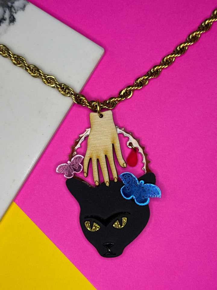 Frida Kahlo inspired chunky necklace sample (bin C-091)