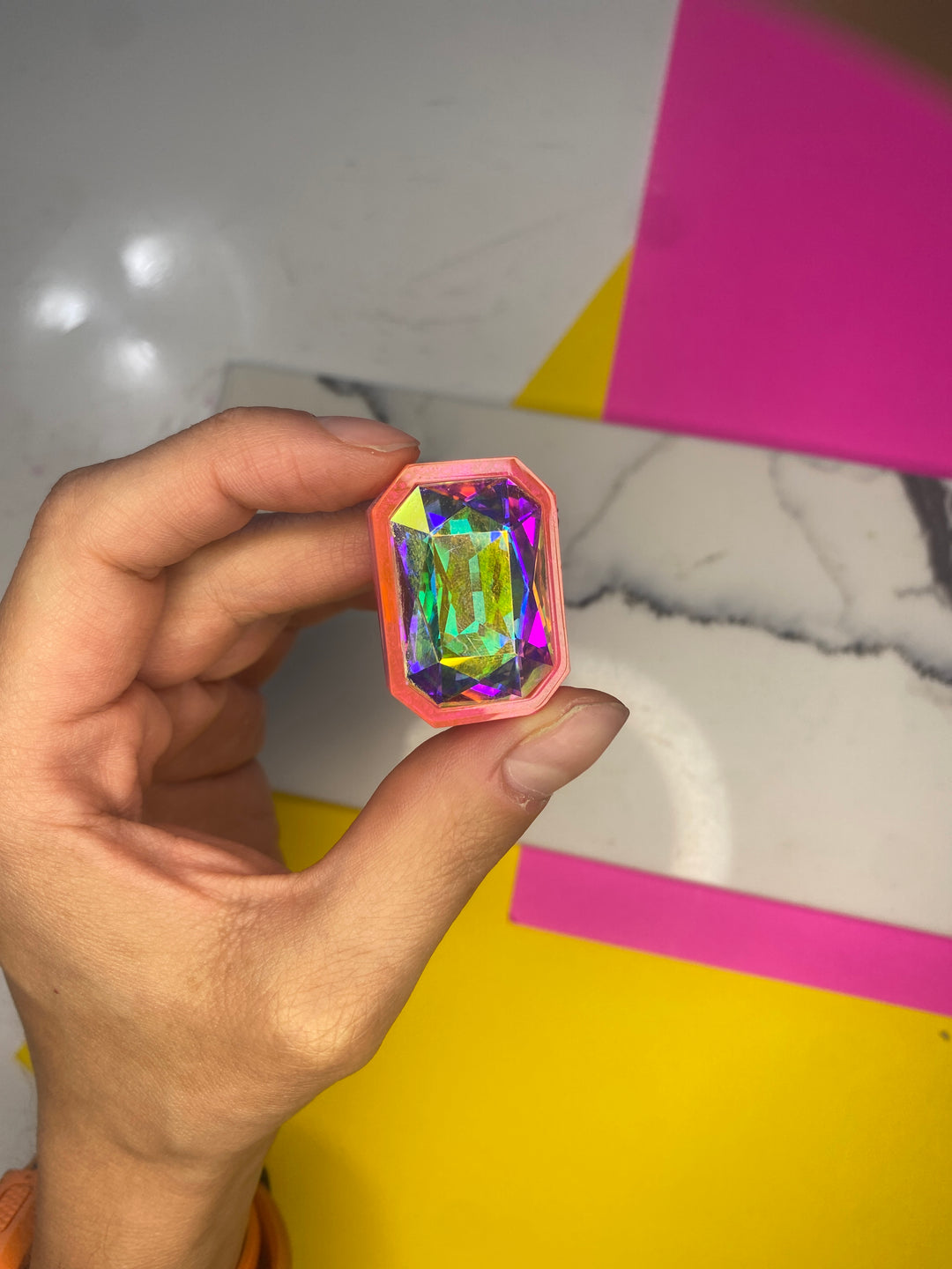 Sample Sorceress Ring Size 6 in Transparent Pink (Bin D-096)
