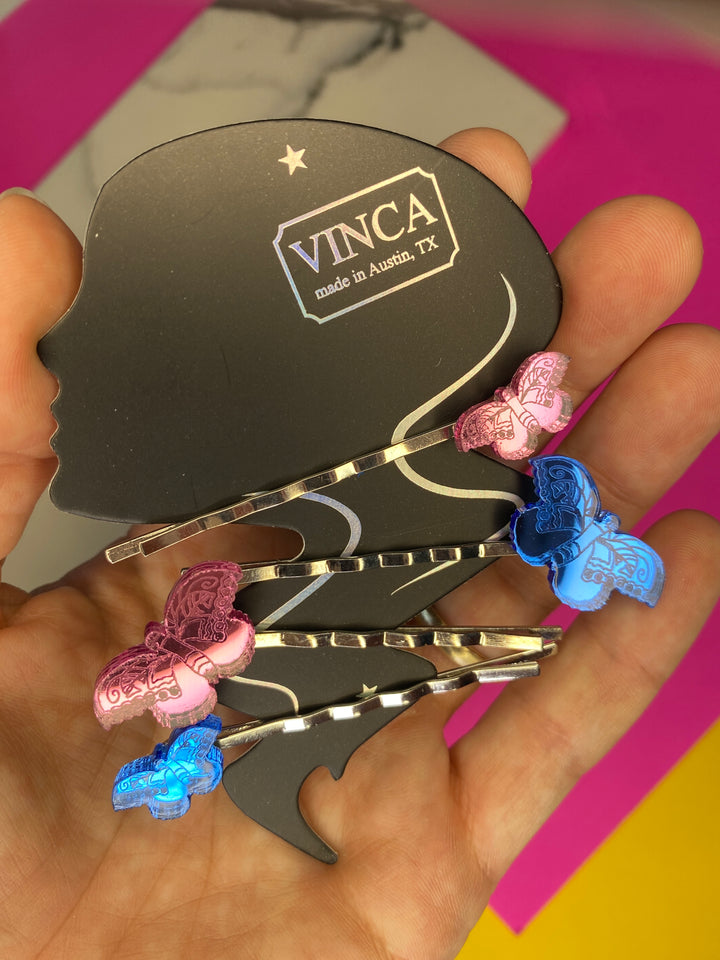 Sample Frida Kahlo-inspired Butterfly Bobby Pins set of 4 (bin C-102)