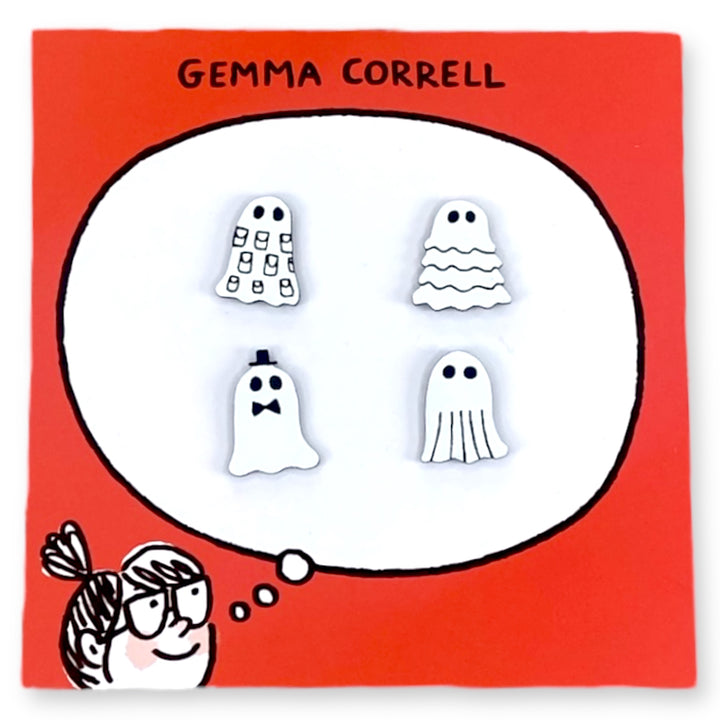 Gemma Correll Fashionable Ghosts 4-Piece Earring Set