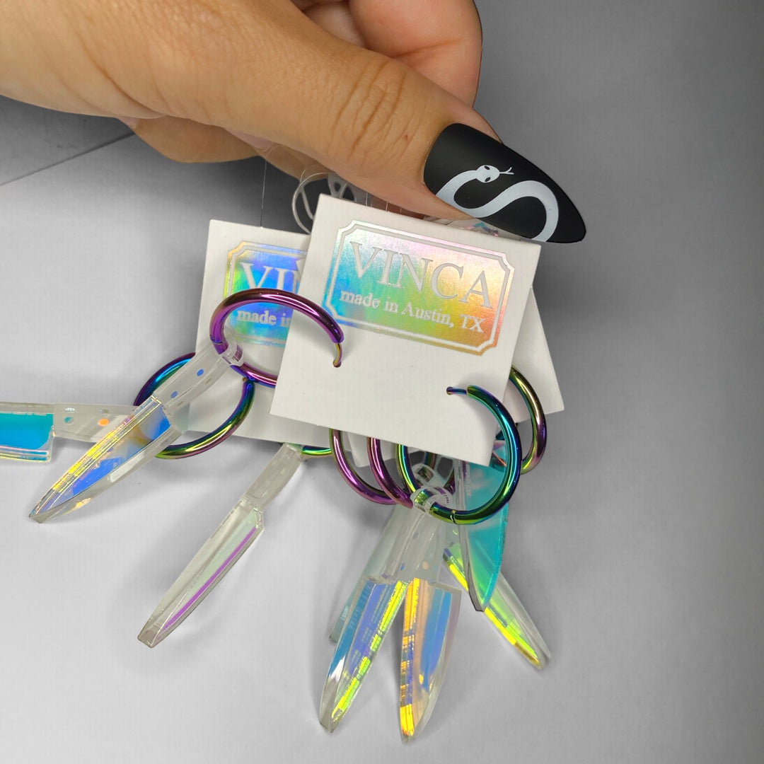 Rainbow Hoop Earrings with Knives