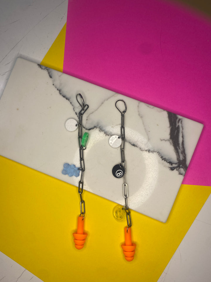 “Real Chill Daddy” Dangle Earrings/Ear Plugs Combo (bin D-1028)