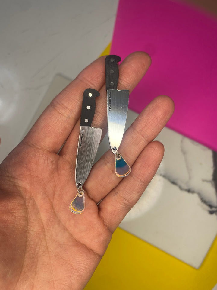 Sample 2” Chef’s Knife Water Droplet Earrings (bin D-1020)