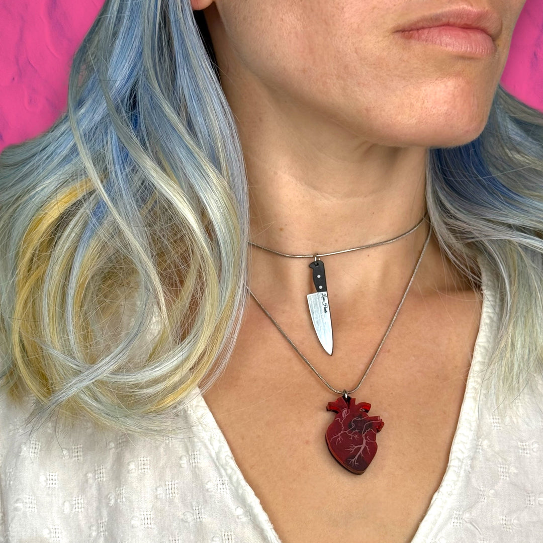 Chopped Heart Love Hurts BFF Necklace Set in Drop Dead Red