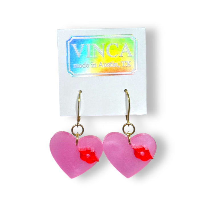 Last Chance! Kiss & Tell -  Red/Pink Dangle Earrings