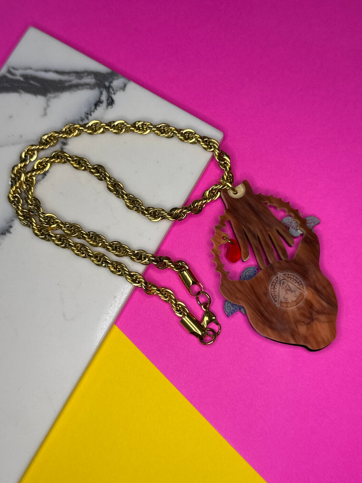 Frida Kahlo inspired chunky necklace sample (bin C-091)