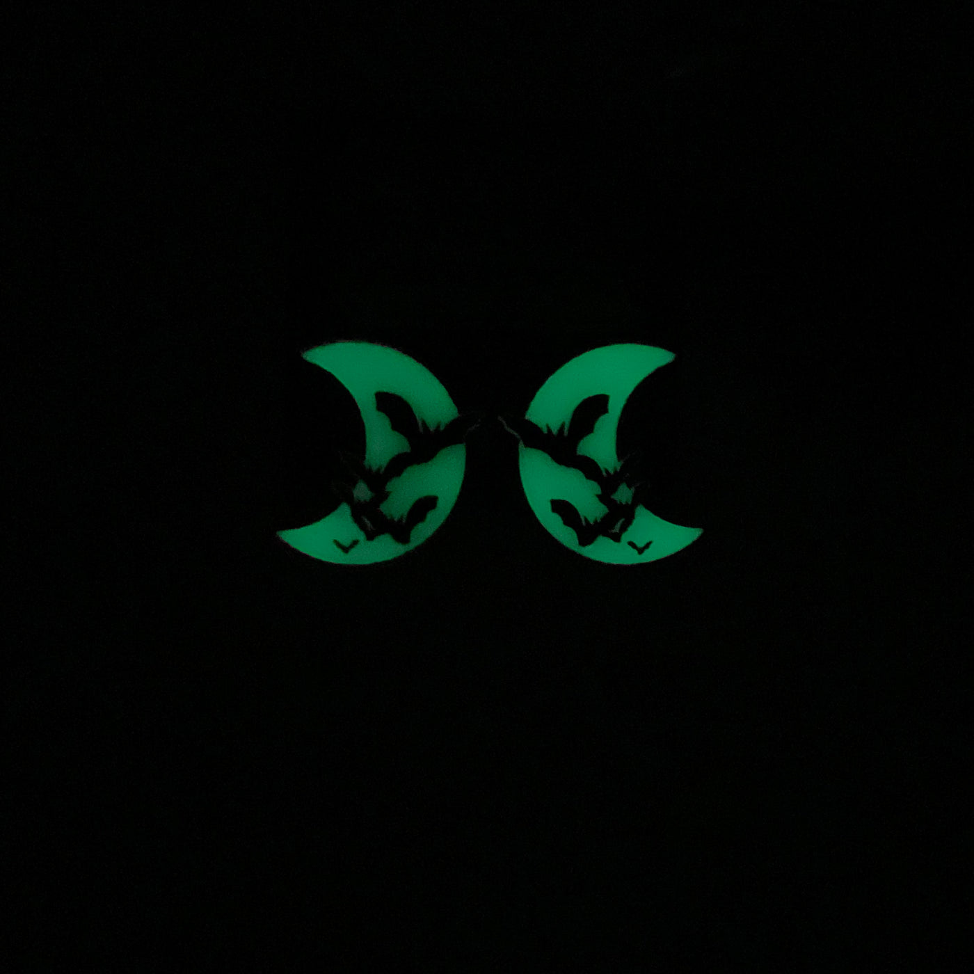 Bat's Amore - Small Bat/Moon Earrings (GLOWS!)