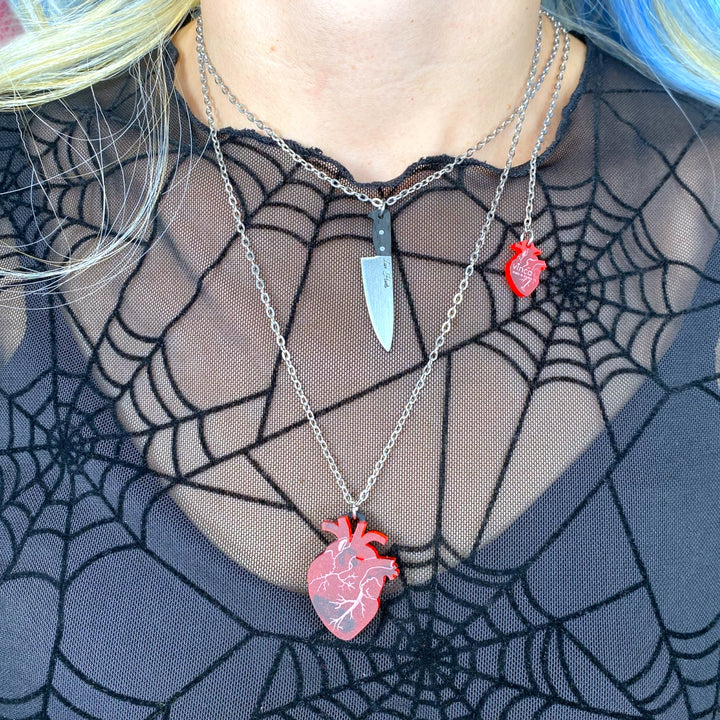 Chopped Heart Love Hurts BFF Necklace Set in Drop Dead Red