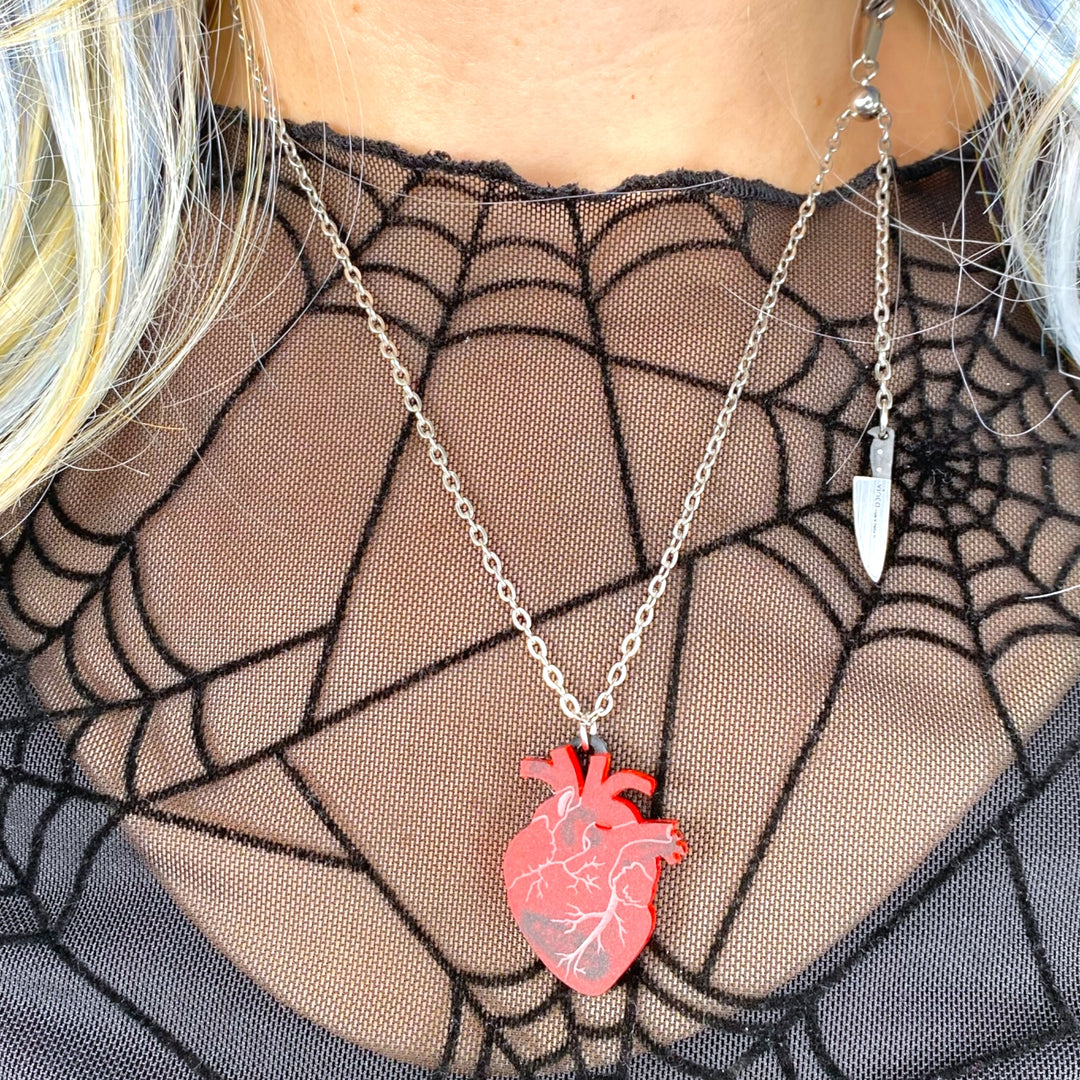 Chopped Heart Love Hurts BFF Necklace Set in Drop Dead Red