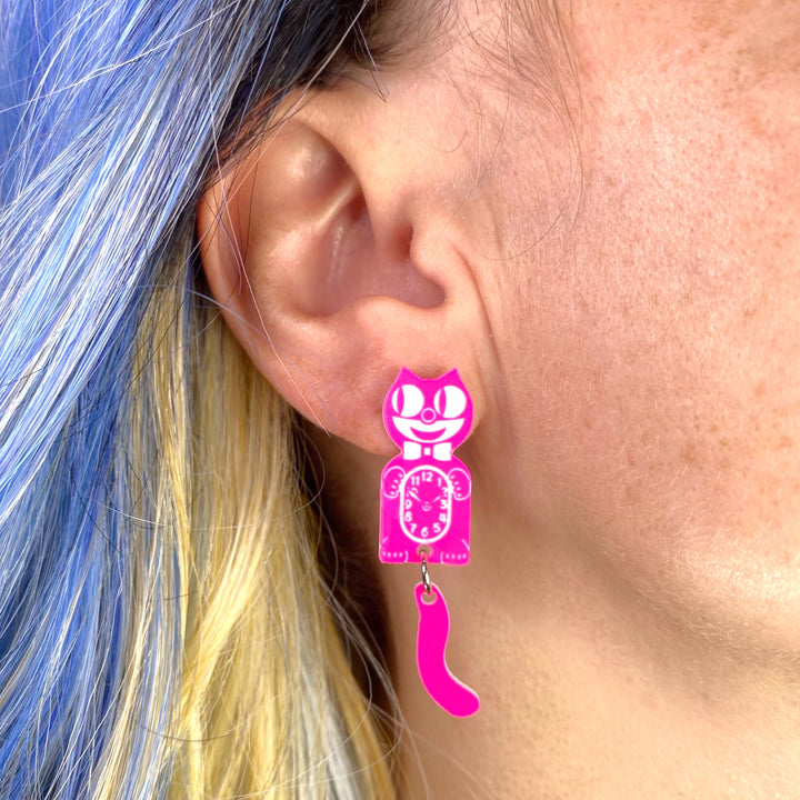 Pink Kitten CLAW-K Officially licensed Kit-Cat Klock® earrings