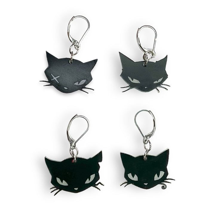 Emily The Strange® Cat Heads set of 4 dangle earrings