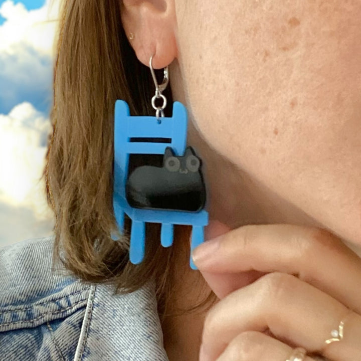 Sarah's Scribbles Cat on Chair Earrings