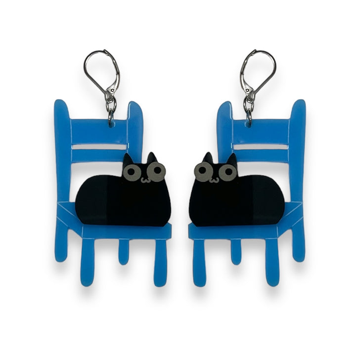 Sarah's Scribbles Cat on Chair Earrings