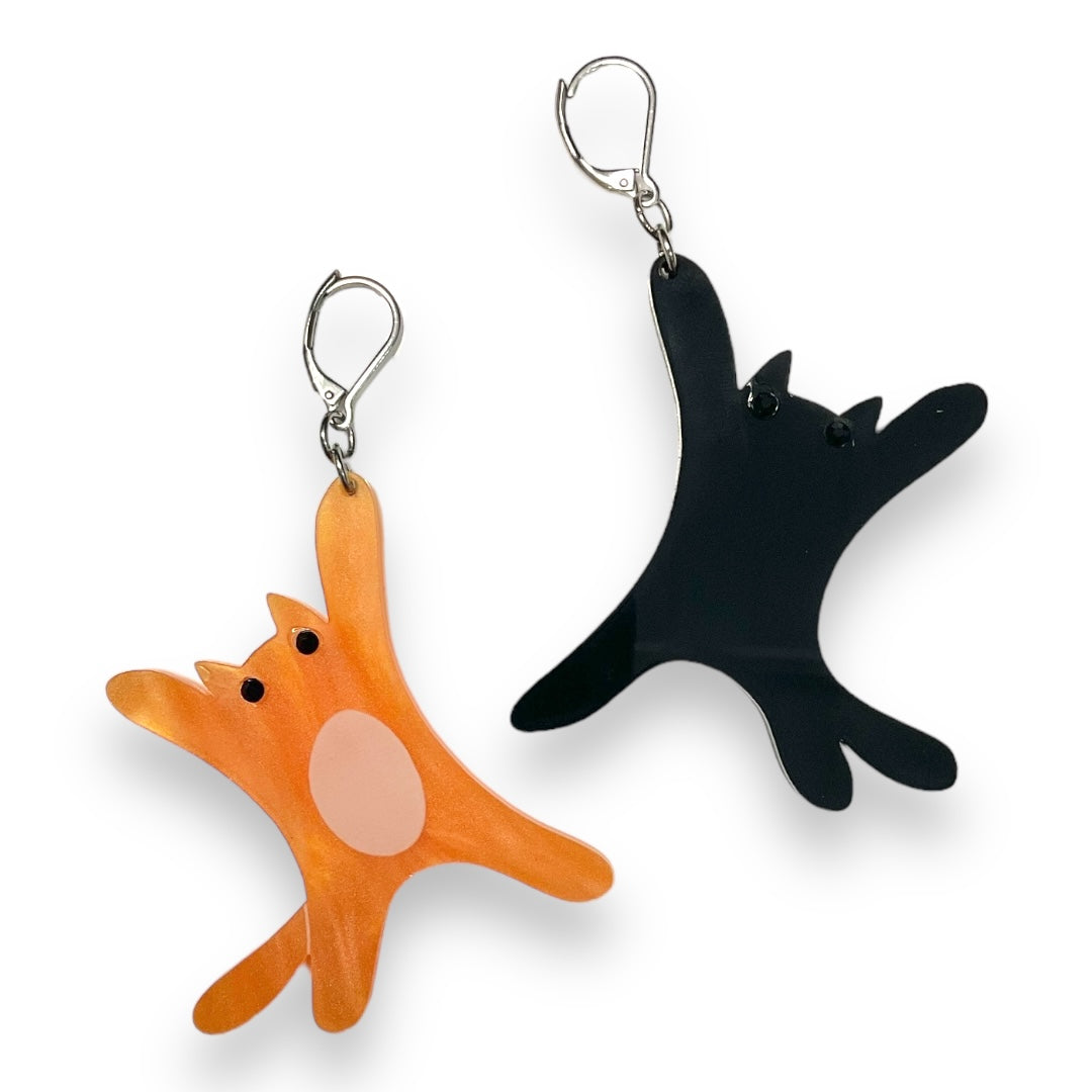 Sarah's Scribbles Orange and Black Cat Earrings