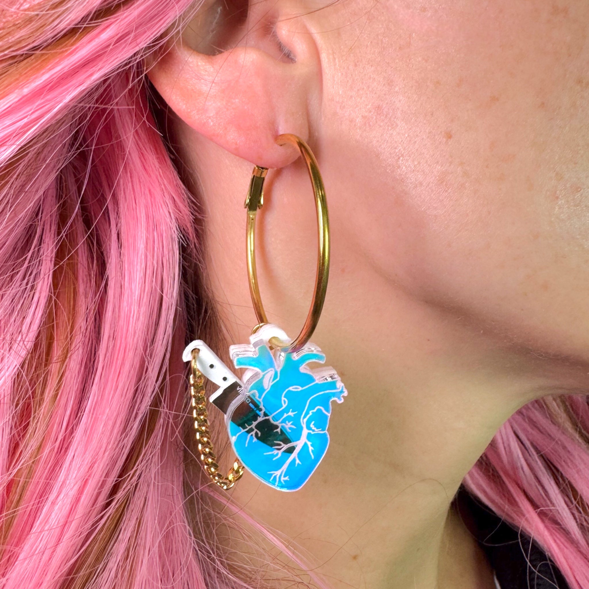 Chopped Heart Hoops - Dreamy Iridescent – VincaUSA