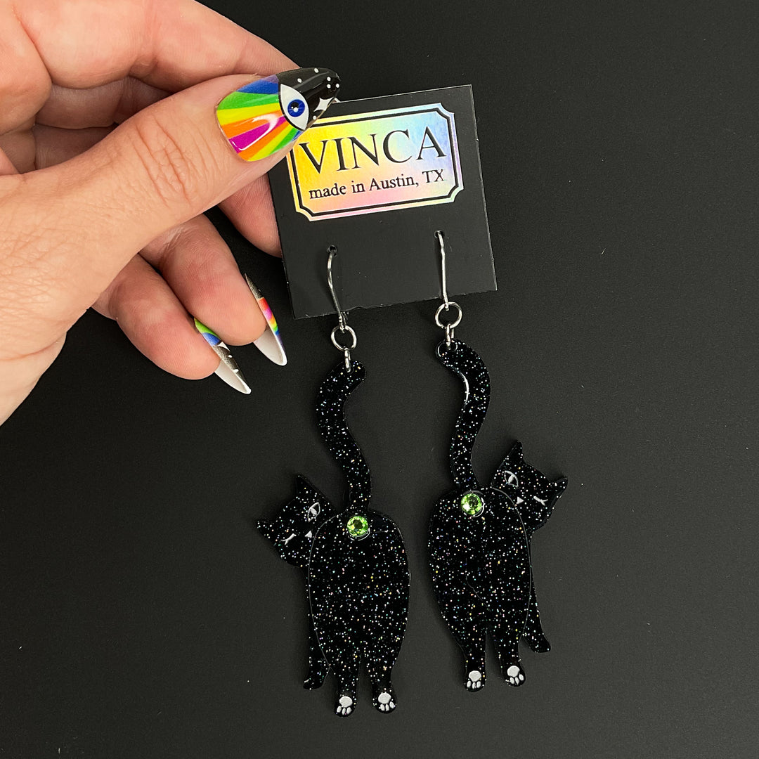 Last Chance! ASS-trology Cat Dangle Earrings