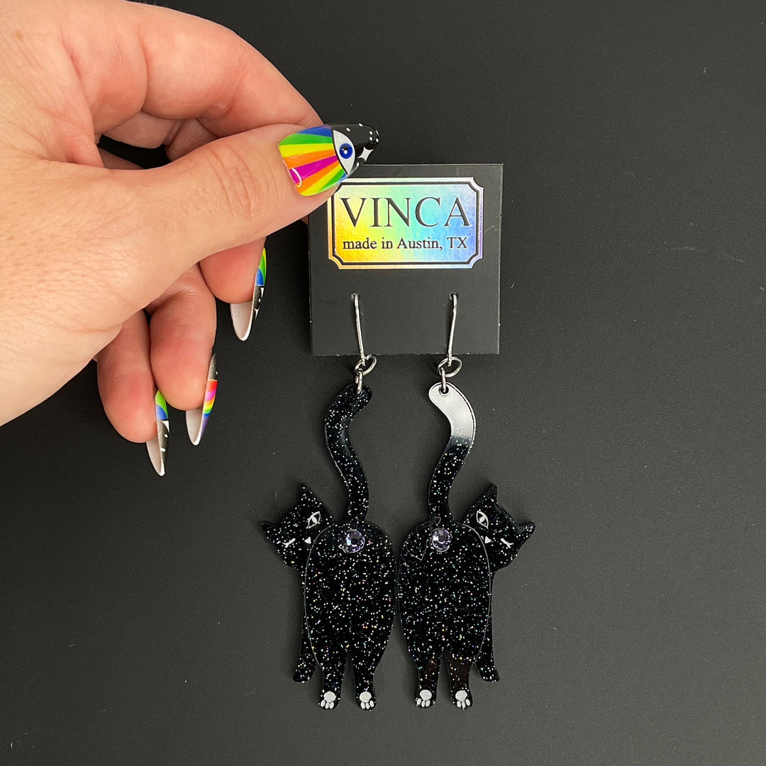 Last Chance! ASS-trology Cat Dangle Earrings