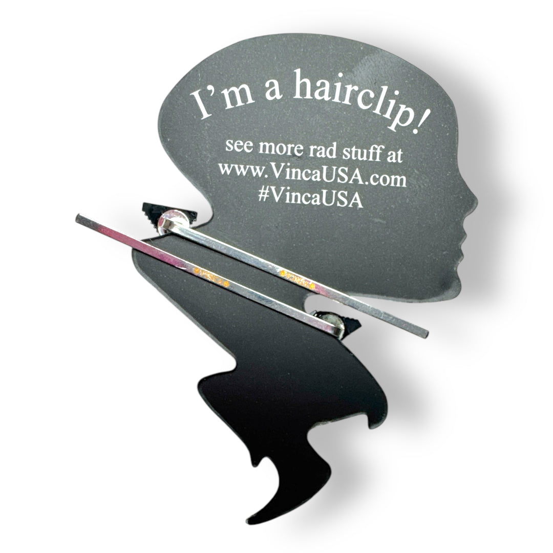 back side of packaged bobby pin hair clips - card reads "I'm a hairclip!"