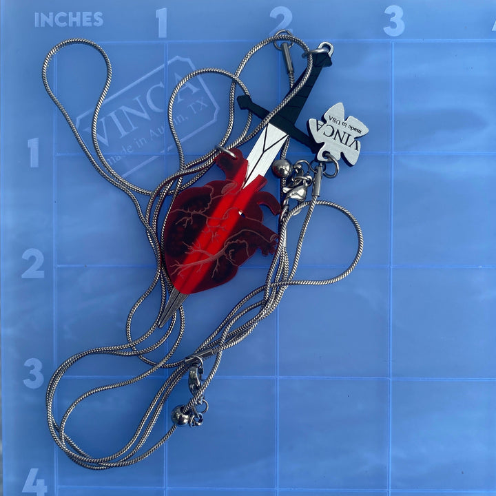 B-grade Sword & Heart necklaces (yes, TWO necklaces) (bin D-10-42)