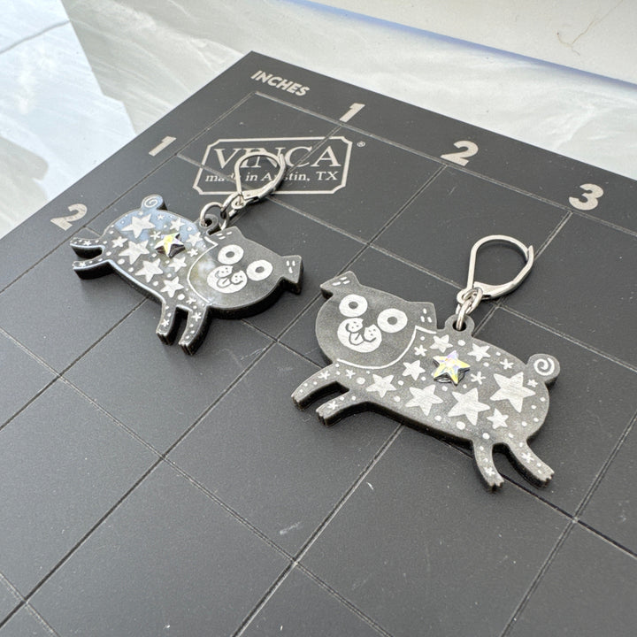 Sample Creature of the Night by Gemma Correll pug earrings (bin A-10-02
