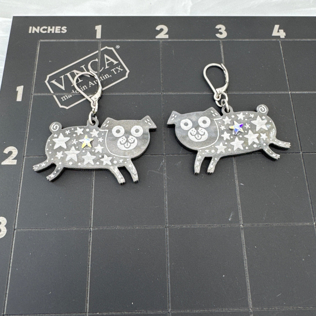 Sample Creature of the Night by Gemma Correll pug earrings (bin A-10-02