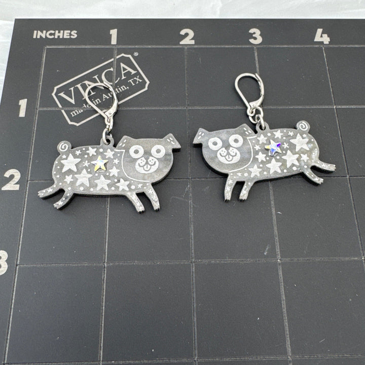 Sample Creature of the Night by Gemma Correll pug earrings (bin A-10-02