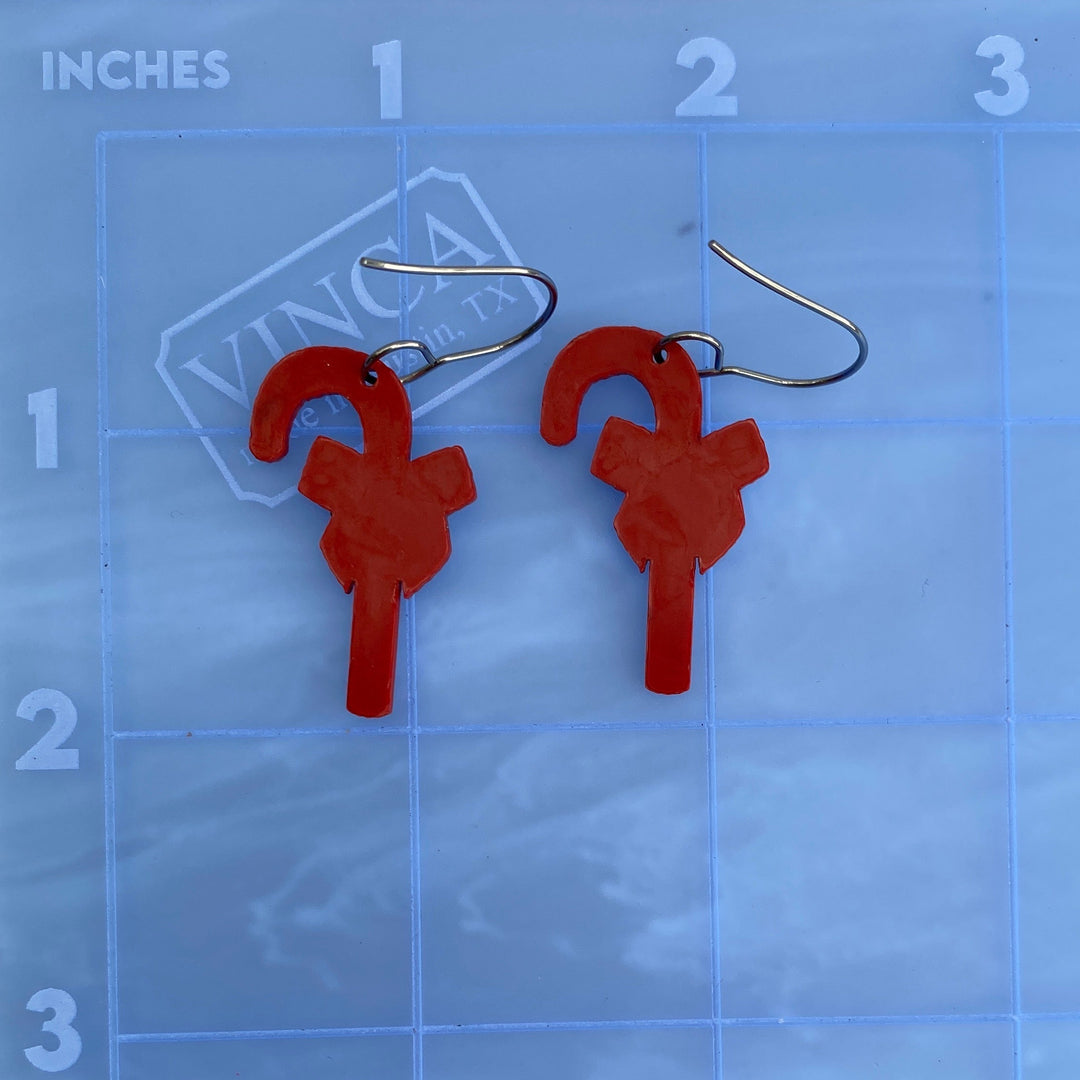 Sample Peppermint Stick Candy Cane Hook Earrings (bin A-06-04)