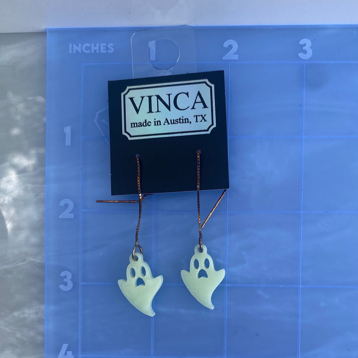 B-grade Glow-in-the-Dark Ghost Ear Threaders (bin A-05-07)