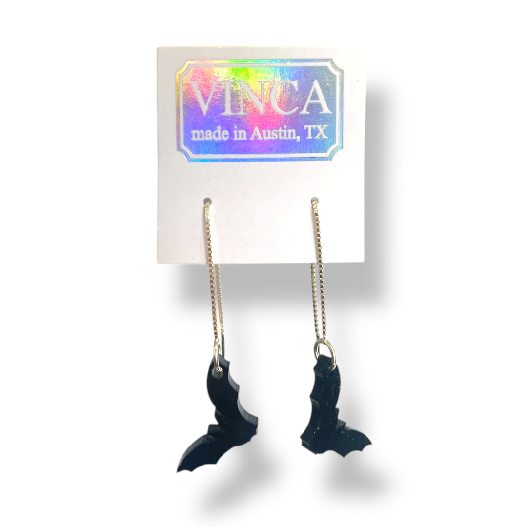 Bat Stud Earrings in Solid Black