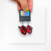Chopped Heart Dangle Earrings - Red/Silver/Black