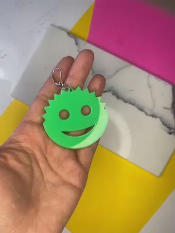 Sample XL Scrub Daddy Dangle Earrings in Neon Green (bin D-1008)