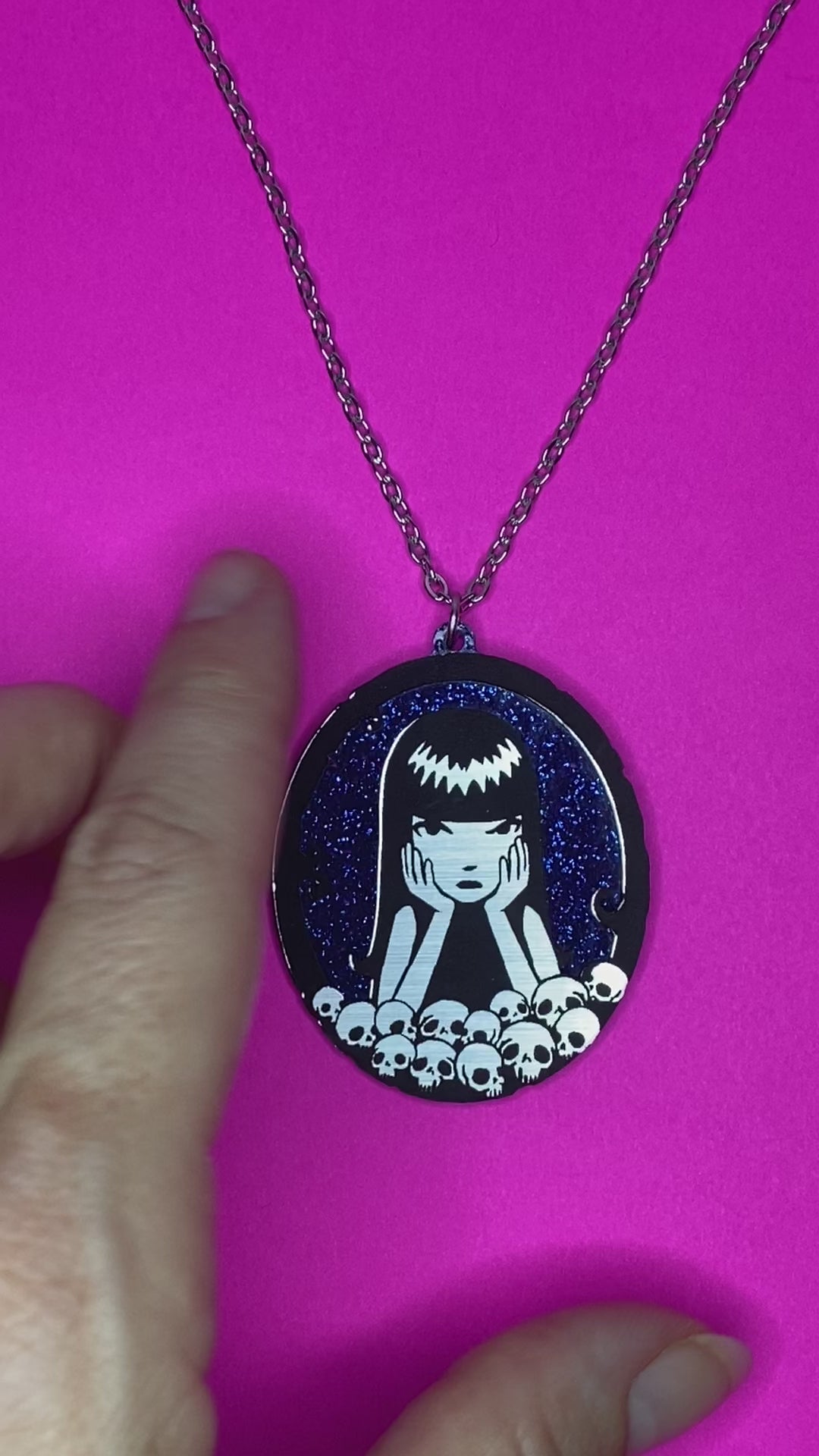 Emily The Strange Misery Loves Company B grade dark blue glitter (x-92)